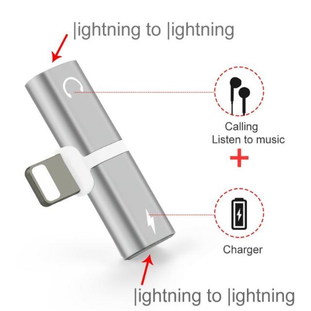 iPhone専用 イヤホン変換アダプター 2in1 イヤホン 充電 スマホ/家電/カメラのスマホアクセサリー(モバイルケース/カバー)の商品写真