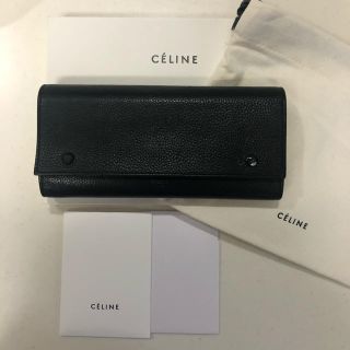 セリーヌ(celine)のセリーヌ　ラージフラップ　マルチファンクション　長財布　バイカラー　黒(長財布)