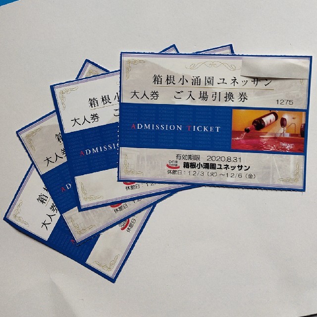 箱根小涌園 ユネッサン 大人券 4枚 チケットの施設利用券(その他)の商品写真
