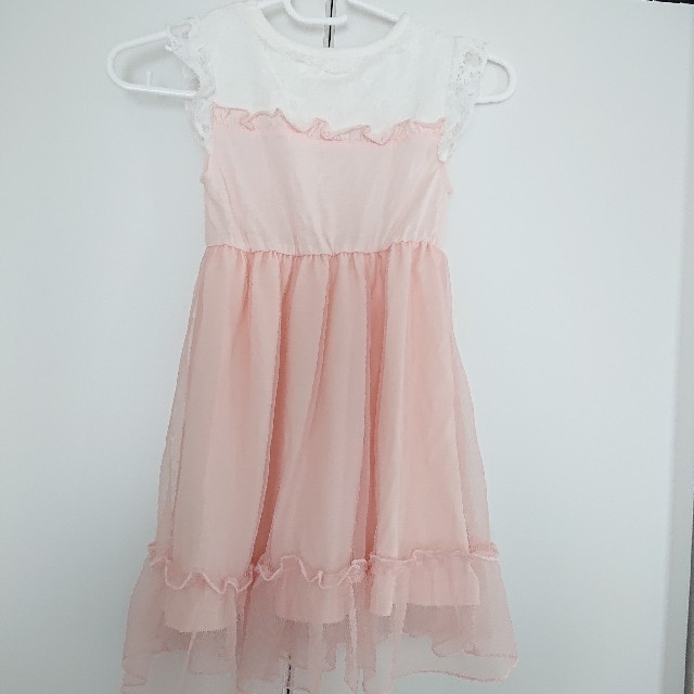 女の子 ピンクレースワンピース 120 キッズ/ベビー/マタニティのキッズ服女の子用(90cm~)(ワンピース)の商品写真