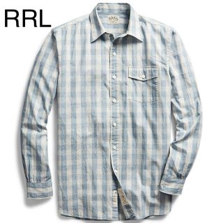 ダブルアールエル(RRL)の希少Sサイズ　スリムフィット インディゴ チェック シャツ(シャツ)