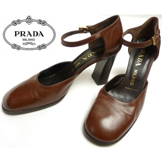 PRADA(プラダ)の プラダ PRADA パンプス チャンキーヒール ストラップ  38 (25cm レディースの靴/シューズ(ハイヒール/パンプス)の商品写真