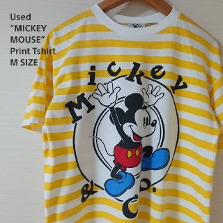 ディズニー(Disney)の☆US古着ミッキーマウス/ボーダー/Tシャツ/M(Tシャツ/カットソー(半袖/袖なし))