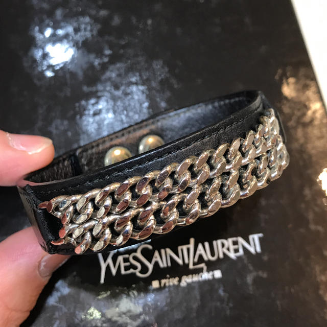 Saint Laurent(サンローラン)の☆美品☆サンローランパリ　レザーブレスレット メンズのアクセサリー(ブレスレット)の商品写真