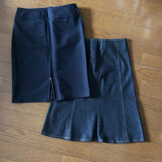 ユニクロ(UNIQLO)のスカート2着　ブラック＆ラメデニム(ミニスカート)