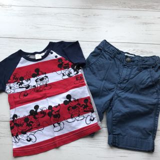 オールドネイビー(Old Navy)のTシャツ　ショートパンツ　セット　90cm  ミッキー (Tシャツ/カットソー)