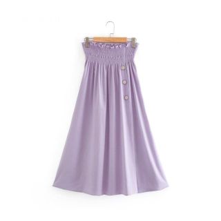 ザラ(ZARA)の1928＊S/S purple ハイウエスト フレアスカート(ひざ丈スカート)