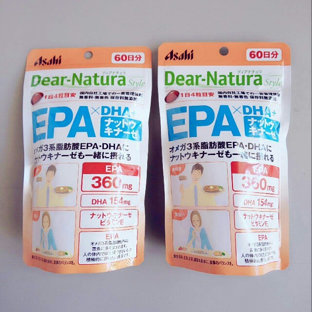 新品、未開封、アサヒ ディアナチュラ　EPA　DHA　ナットウキナーゼ　4袋