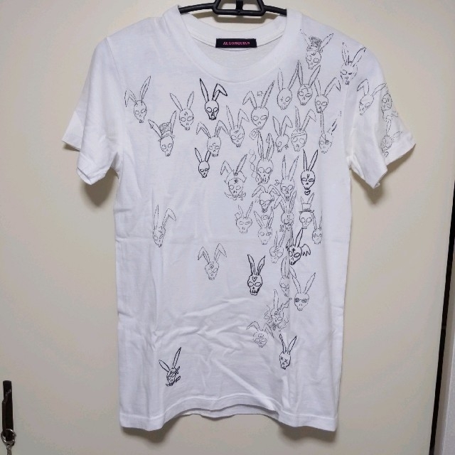ALGONQUINS(アルゴンキン)の【美品】ALGONQUINS ドクロうさぎ 白Tシャツ かわいい バックプリント レディースのトップス(Tシャツ(半袖/袖なし))の商品写真