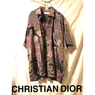 クリスチャンディオール(Christian Dior)のChristian Dior 総柄シャツ　シルク100% 半袖　ロゴ刺繍　XL (シャツ)