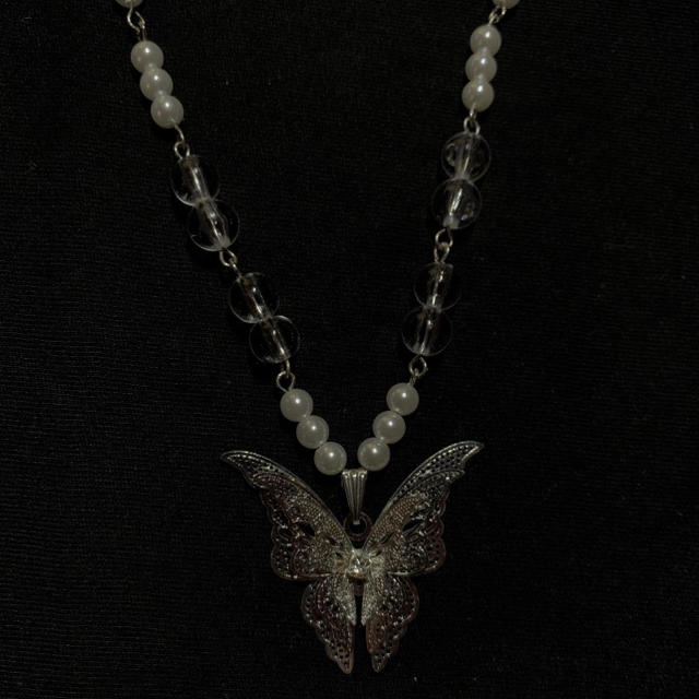 🖤 butterfly classic pearl necklace 🖤 ハンドメイドのアクセサリー(ネックレス)の商品写真