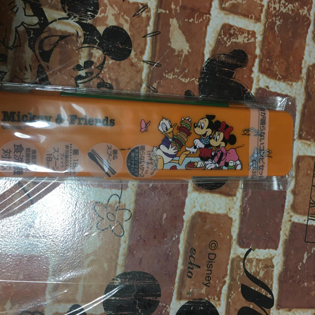 ミッキー  mickey  レトロ  コンビセット  箸  スプーン1️⃣ インテリア/住まい/日用品のキッチン/食器(弁当用品)の商品写真