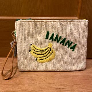 コウベレタス(神戸レタス)の神戸レタス　バナナ刺繍 ペーパー素材クラッチバッグ 新品 ハンドバッグ夏バッグ(クラッチバッグ)