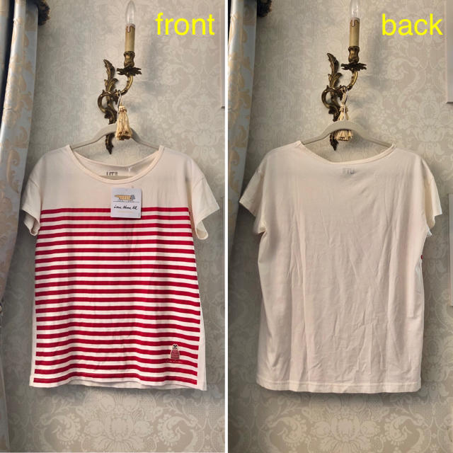 Lisa Larson(リサラーソン)の新品タグ付き リサラーソン×ユニクロ Tシャツ M 赤×白 ボーダー【ミンミ】 レディースのトップス(Tシャツ(半袖/袖なし))の商品写真