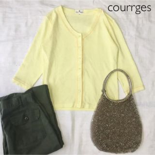 クレージュ(Courreges)のvintage courrges クレージュ　イエロー　カーディガン　七分袖(カーディガン)