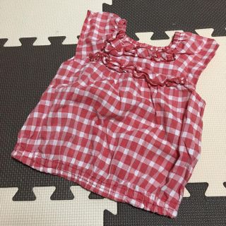 ベベ(BeBe)のBeBe♡チェックフリルトップス/80くらい　ベベ(Ｔシャツ)