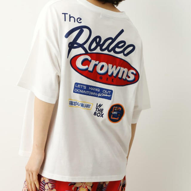 RODEO CROWNS WIDE BOWL(ロデオクラウンズワイドボウル)のMix big VネックTシャツ レディースのトップス(Tシャツ(半袖/袖なし))の商品写真