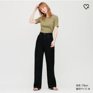 ユニクロ(UNIQLO)のユニクロ ランダムリブクルーネックT (グリーン･M)(Tシャツ(半袖/袖なし))