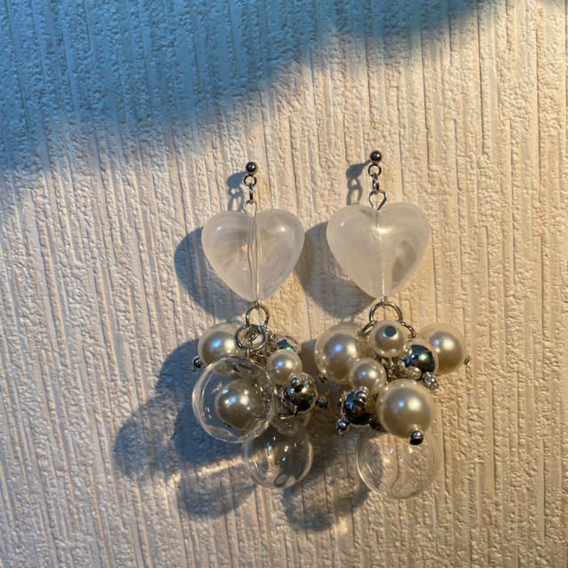 bubble  clear heart pierce♡（earring） ハンドメイドのアクセサリー(ピアス)の商品写真