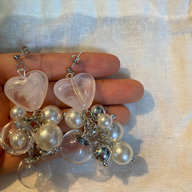 bubble  clear heart pierce♡（earring） ハンドメイドのアクセサリー(ピアス)の商品写真