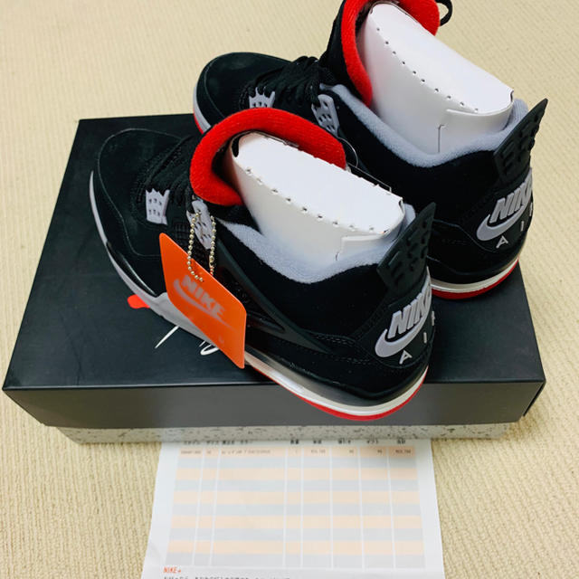 NIKE(ナイキ)のNIKE AIR JORDAN 4 BRED 黒タグ 付属品納品書完備 メンズの靴/シューズ(スニーカー)の商品写真