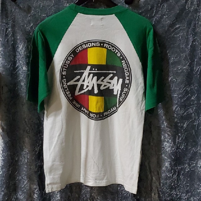 STUSSY - STUSSY ステューシー Tシャツ ロゴT ラグランTシャツ 緑 バイ