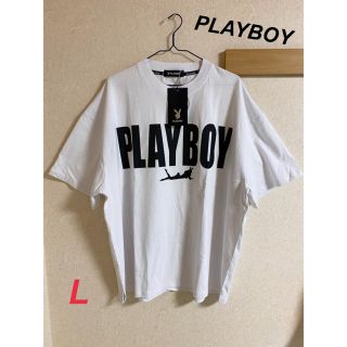 プレイボーイ(PLAYBOY)の新品　PLAYBOY メンズ　ビッグシルエット　Tシャツ　ホワイト　L(Tシャツ/カットソー(半袖/袖なし))