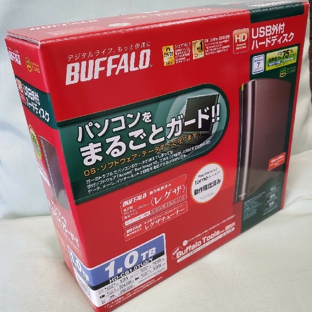 Buffalo(バッファロー)のUSB外付ハードディスク　1.0TB スマホ/家電/カメラのテレビ/映像機器(その他)の商品写真