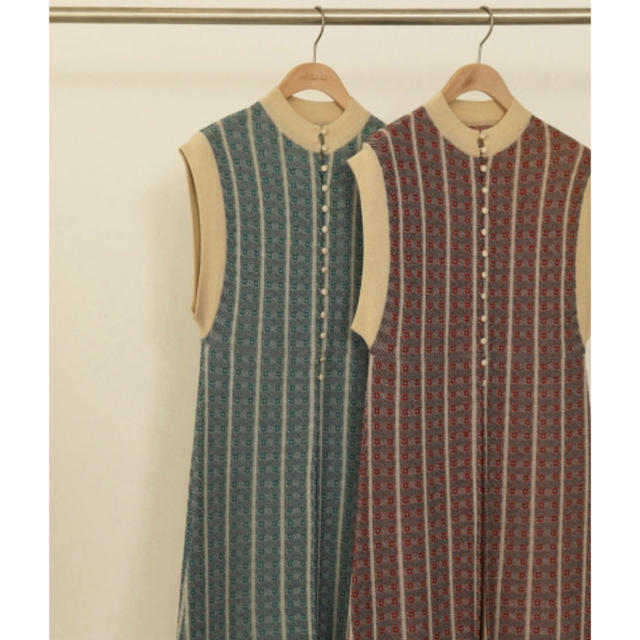 Jacquard Knit Dress ターコイズ38