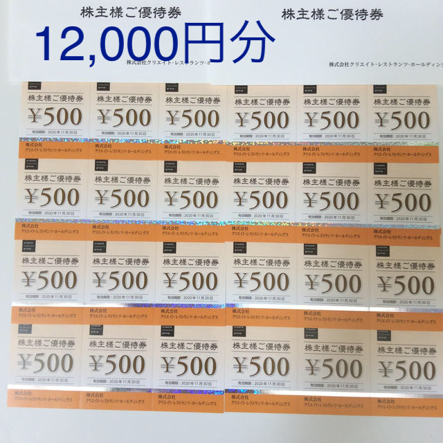 クリエイトレストランツ株主優待12,000円分