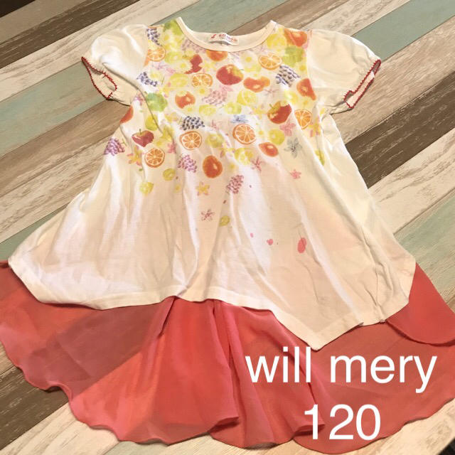 WILL MERY(ウィルメリー)の8月まで値下げ！120 will mery シフォンが可愛いカットソー キッズ/ベビー/マタニティのキッズ服女の子用(90cm~)(Tシャツ/カットソー)の商品写真