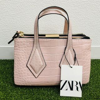 ザラ(ZARA)の新品 ZARA タグ付き ショルダーバッグ ショートバッグ ピンク クロコ(ショルダーバッグ)