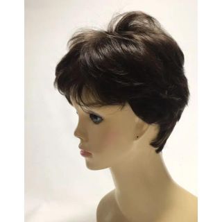 新品！夏用ウイッグかつら医療用にもダークブラウン★洗える男女兼用サイズ調節可耐熱(ショートカール)