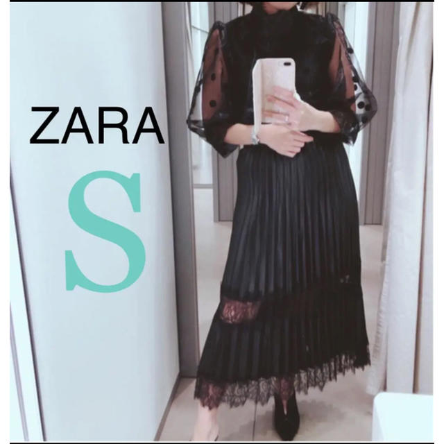 ZARA(ザラ)のタグ付き★レース付きレザースカート　コントラストスカート レディースのスカート(ひざ丈スカート)の商品写真