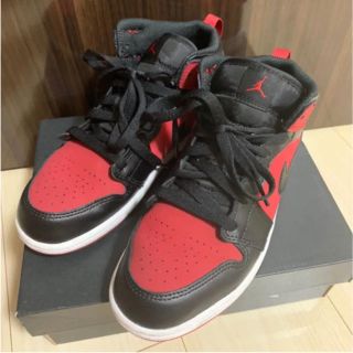 ナイキ(NIKE)のair jordan1 mid gym red black 3Y 22cm(スニーカー)