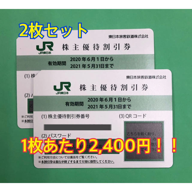 JR東日本　株主優待割引券　4枚セット　2020年5月31まで　送料無料