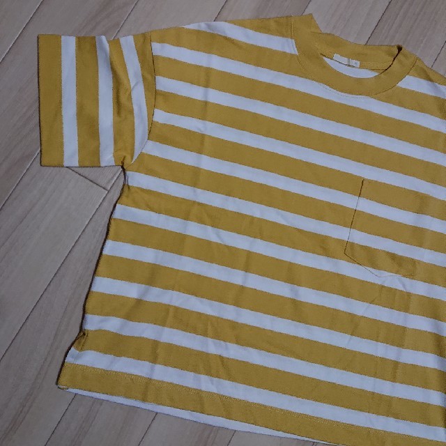 GU(ジーユー)のUSED／GU ボーダーTシャツ M イエロー レディースのトップス(Tシャツ(半袖/袖なし))の商品写真
