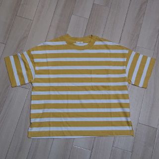 ジーユー(GU)のUSED／GU ボーダーTシャツ M イエロー(Tシャツ(半袖/袖なし))