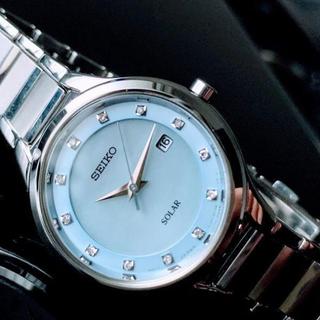 セイコー(SEIKO)の【新品】SEIKO ダイヤ セイコー ソーラー 日付 レディース 腕時計(腕時計)