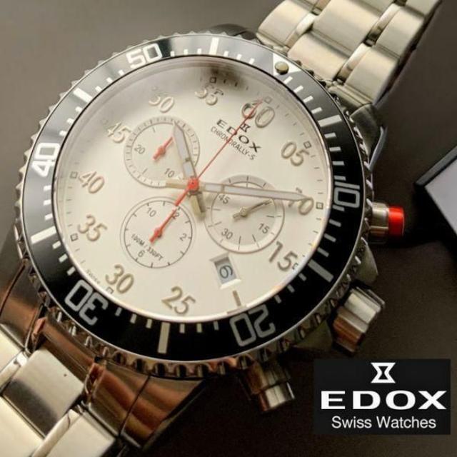 キム定価15万円 エドックス EDOX クロノグラフ クロノラリー メンズ腕時計