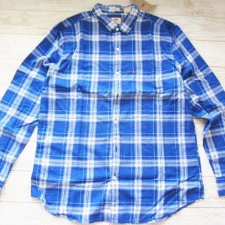 リーバイス(Levi's)のリーバイス メンズ 長袖 チェックシャツ XL 青/〓ZNJ(ネコ)(シャツ)