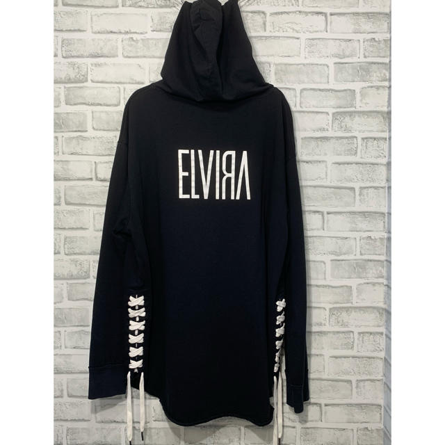 セール ELVIRA エルビラ サイドレースアップ ロゴ パーカー フーディ