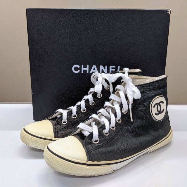 CHANEL - シャネル ハイカット スニーカー ココマーク キャンバス 黒 ブラックの通販 by わたふち's shop｜シャネルならラクマ