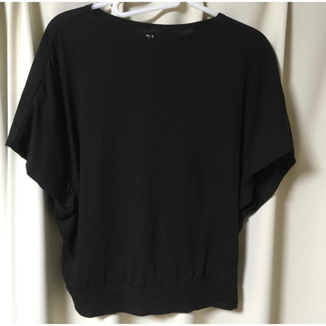 MUJI (無印良品)(ムジルシリョウヒン)の無印コットンレーヨンワイドドルマン半袖Tシャツ XS〜S 黒 レディースのトップス(Tシャツ(半袖/袖なし))の商品写真