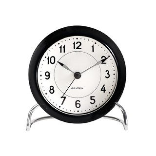 アルネヤコブセン(Arne Jacobsen)の【新品】アルネ・ヤコブセン　ステーションテーブルクロック　置き時計　ブラック(置時計)