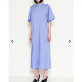 ★HYKE20SS完売ロングプリーツシャツワンピース★ブルー★新品