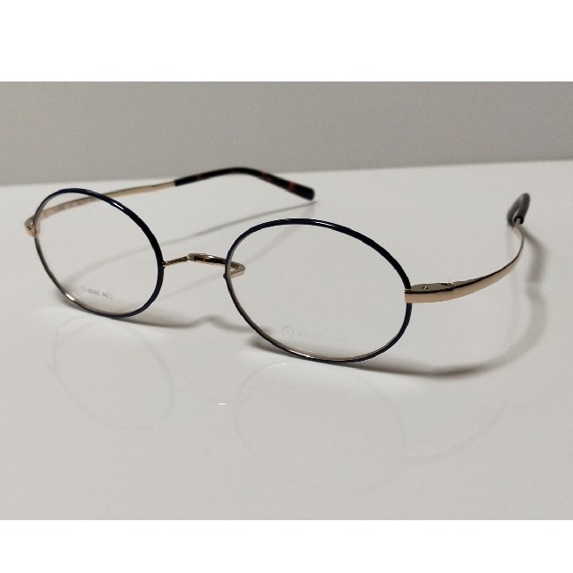 Amiparis　一山オーバル型　ブルー×ゴールド メンズのファッション小物(サングラス/メガネ)の商品写真