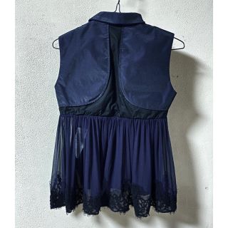 sacai - sacai 異素材切り替えノースリーブ ブラウス ネイビーの通販
