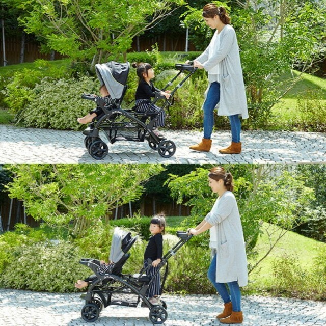 Baby Trend(ベビートレンド)の二人乗りベビーカーBaby Trendシット&スタンド　ダブル　ピスタチオ　 キッズ/ベビー/マタニティの外出/移動用品(ベビーカー/バギー)の商品写真