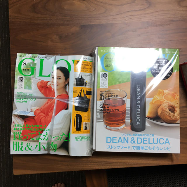 DEAN & DELUCA(ディーンアンドデルーカ)のGLOW8月号 付録エコバッグ保冷ボトルケース&ステンレスボトル エンタメ/ホビーの本(ファッション/美容)の商品写真